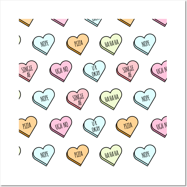 Sassy & Sarcastic Candy Heart Pattern Wall Art by tanyadraws